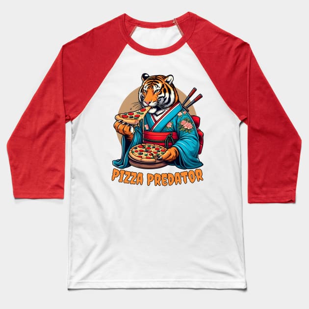 Pizza tiger for pizza lovers Baseball T-Shirt by Japanese Fever